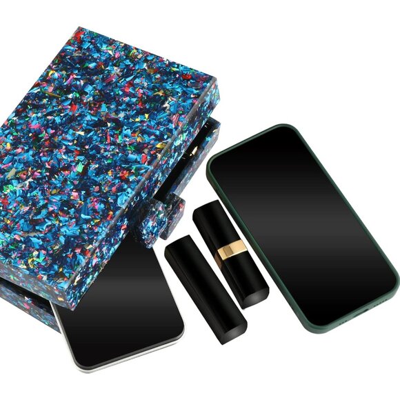 Acrylic Purses and Handbags for Women Multicolor Perspex Geometric Patterns Box - Picture 5 of 7